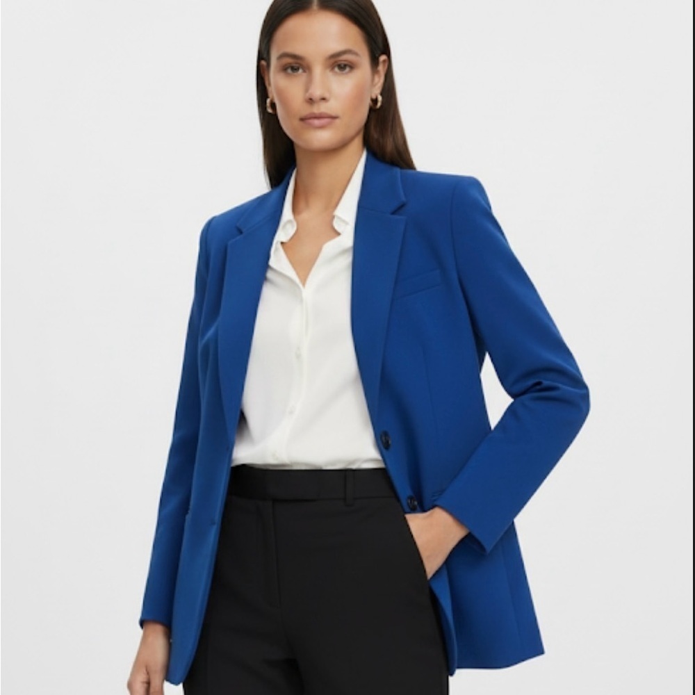Zara Blue Tailored Blazer with Notched Lapel
